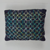 Blue + Green Embroidered Mini Pillow