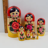 Yellow + Red Russian Nesting Doll Set
