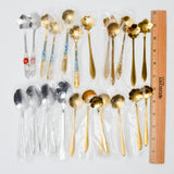 Silver + Gold Tone Metal Beaded + Flower Spoons
