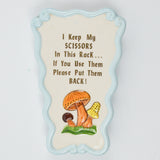 Vintage Ceramic Scissor Holder Rack with Mushrooms