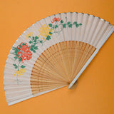 White, Red + Yellow Floral Fan