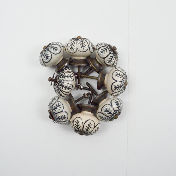 White + Black Painted Ceramic Drawer Knobs