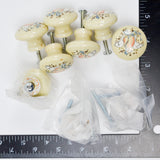 Geese with Blue Ribbon Painted Ceramic Knobs - Set of 7
