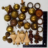 Assorted Metal + Wooden Finials and Parts