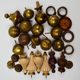Assorted Metal + Wooden Finials and Parts