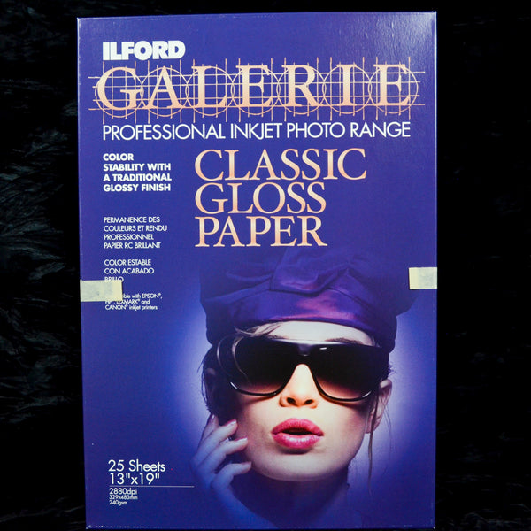 Ilford Galerie Classic Gloss Paper, 13" x 19" - 23 Sheets + 1 with Ink