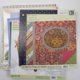Colorful Patterned Scrapbooking Paper Bundle in Plastic Storage Case
