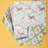White, Pink + Green Floral Scrapbook Paper Bundle