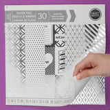 White + Silver Foil Scrapbook Paper Bundle