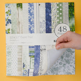 Blue, White + Green Scrapbook Paper Bundle