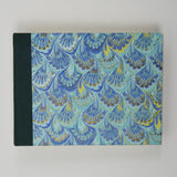 Blue Marbled Cover Photo Album with Photo Corners + Protective Leaf Page Overlays