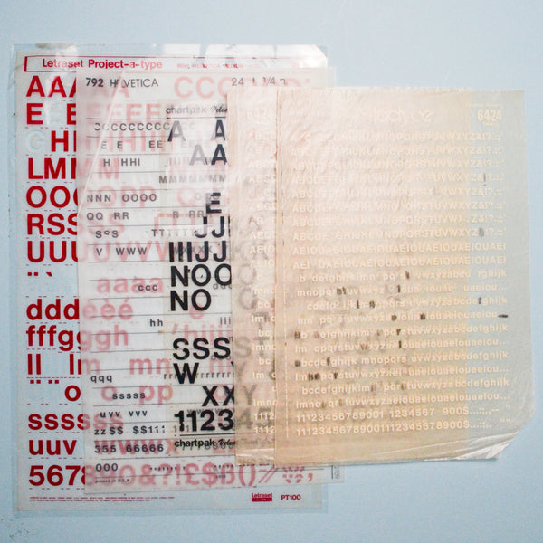 Red, Black + White Helvetica Dry Transfer Lettering