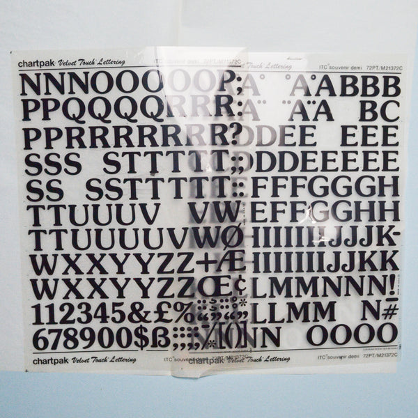 Chartpak 72 pt ITC Souvenir Demi Bold Velvet Touch Dry Transfer Lettering - 2 Sheets