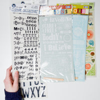 Vacation, Alphabet + Assorted Rub-On Transfers - Set of 6