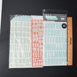 Light Teal Chipboard Alphabet Sticker Bundle