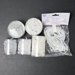 Clear, White + Silver Plastic Mini Bead Strings