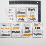 Gray, White + Yellow Scrapbook Words