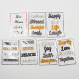 Gray, White + Yellow Scrapbook Words