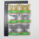 Silver + Gold Glittery Butterflies + Bows Ornaments