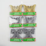 Silver + Gold Glittery Butterflies + Bows Ornaments