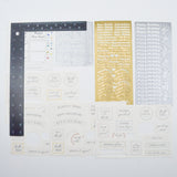 Gold, Silver + White Scrapbook Phrase + Label Stickers