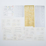 Gold, Silver + White Scrapbook Phrase + Label Stickers