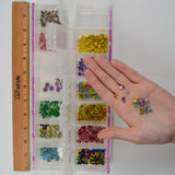 Colorful Novelty Brads in Plastic Compartment Containers