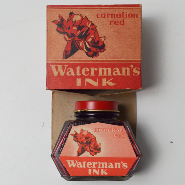 Vintage Waterman's Fountain Pen Ink, Carnation Red - 1 Bottle