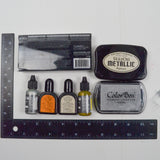 StazOn Metallic Solvent Ink Pads + Refill Bottles, ColorBox Silver Ink Pad + Tsukineko Metallic Ink Refills