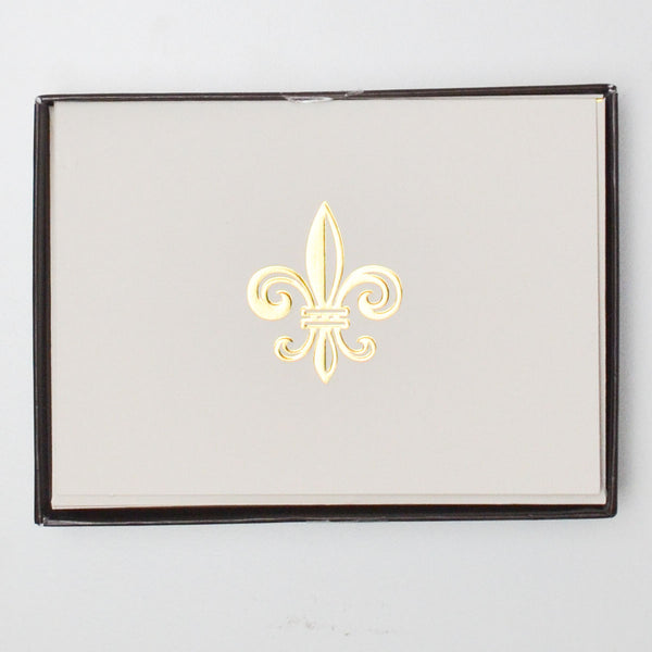 White + Gold Fleur De Lis Card + Envelope Set Default Title