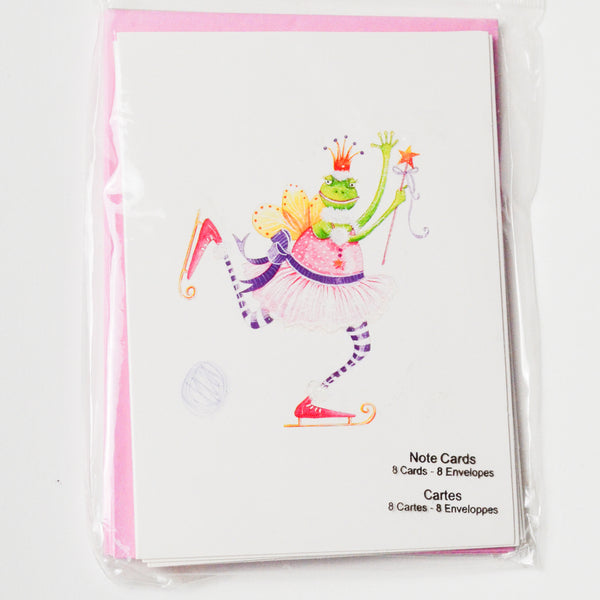 Ice Skating Fairy Frog Note Card + Envelope Set