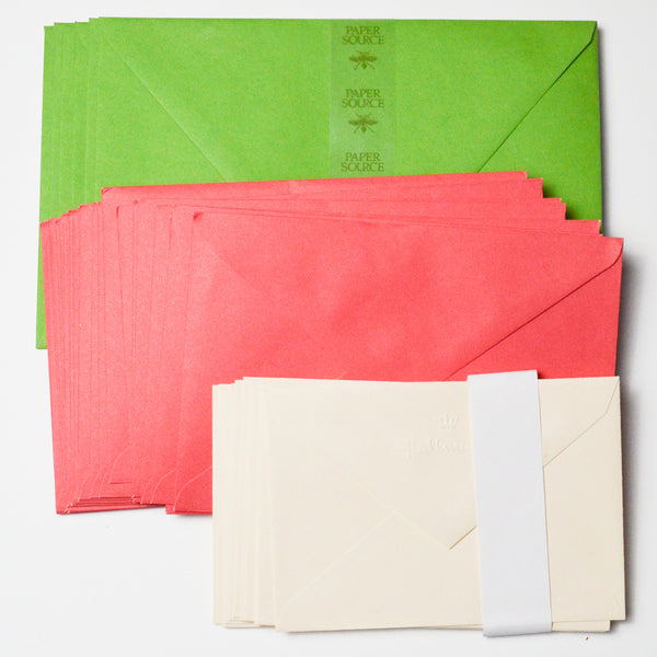 Green, Red + Cream Envelope Bundle
