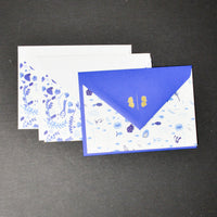 Blue Floral Cards with Envelopes - Set of 3
