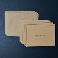 Kraft Paper Gold Foil Thank You Cards + Envelopes