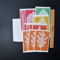 Jenny Powers Colorful Leaf Print Cards + Envelopes