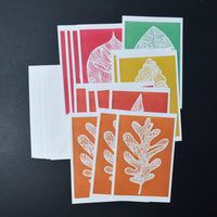 Jenny Powers Colorful Leaf Print Cards + Envelopes