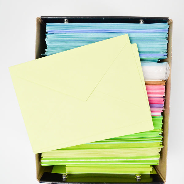 Assorted Blue, Green + Pink Envelopes in Box