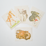 Vintage Animal Cards + Envelopes - Set of 4