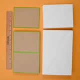 Brown + Green Kraft Paper Leaf Print Invitation Kit with Envelopes