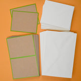 Brown + Green Kraft Paper Leaf Print Invitation Kit with Envelopes