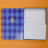 White + Blue Border Stationery Set
