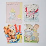 Vintage First Birthday Illustrated Card Bundle
