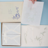 White Translucent Four Seasons Floral Stationery Set