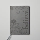 Grey "Believe" Faux Leather Lined Journal Default Title