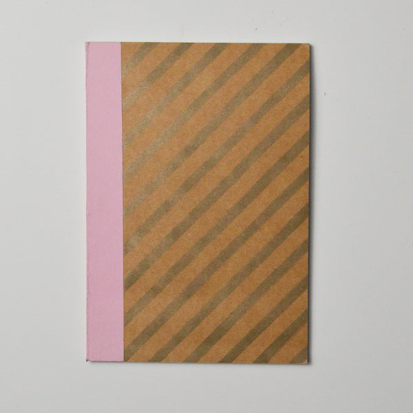 Pink Spine Striped Kraft Paper Blank Page Journal Default Title