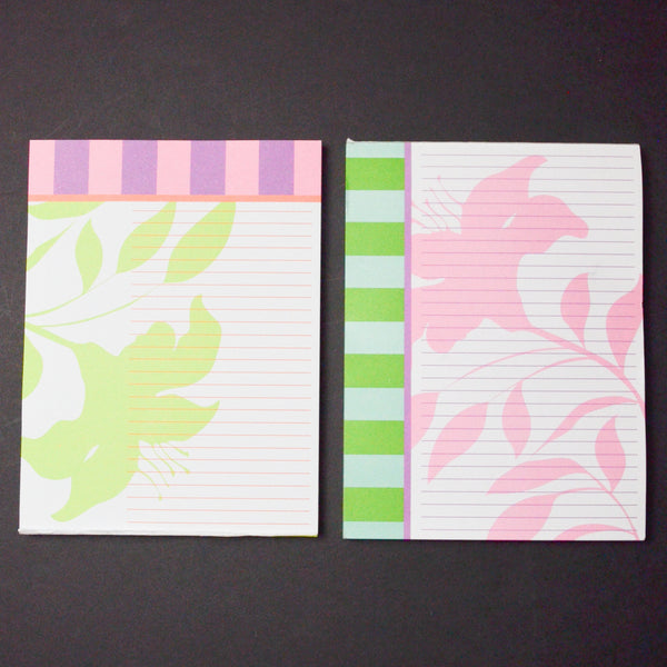 Pink + Green Floral Silhouette Lined Notepads - Set of 2 Default Title