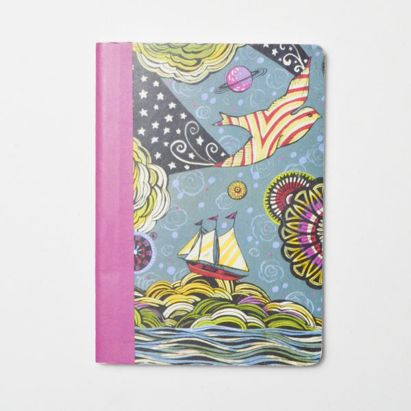 Ship Print Lined Mini Composition Book