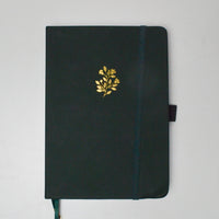 Dark Green + Gold Floral Archer & Olive Dot Grid Notebook