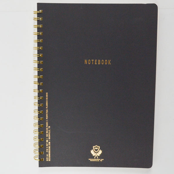 Design Works Ink Notebook Black + Gold Designworks Ink A4 Spiral Notebook – Make & Mend