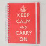 Red + White Keep Calm And Carry On Lined Notebook